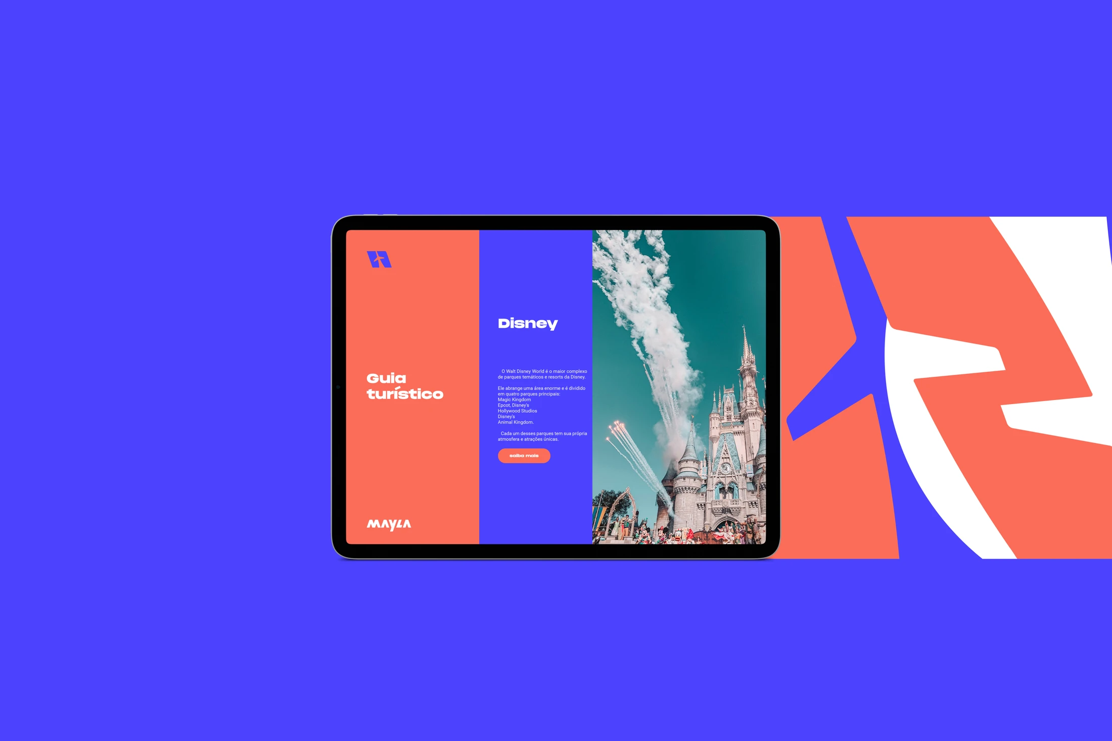 Aplicação digital Mayla em um tablet